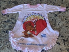 Vintage Care Bears Nightgown 1985 PJ s Tenderheart Bear Pink Ruffle Toddler 1T