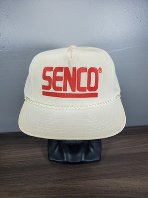 Vintage SENCO Tools Hat Off-White Strap Back Cap Trucker Nailers Stapler Fastner