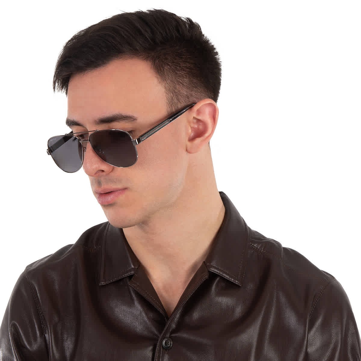 Мужские солнцезащитные очки Gucci Polarized Grey Pilot GG0528S 007 63 GG0528S 007 63 54190₽