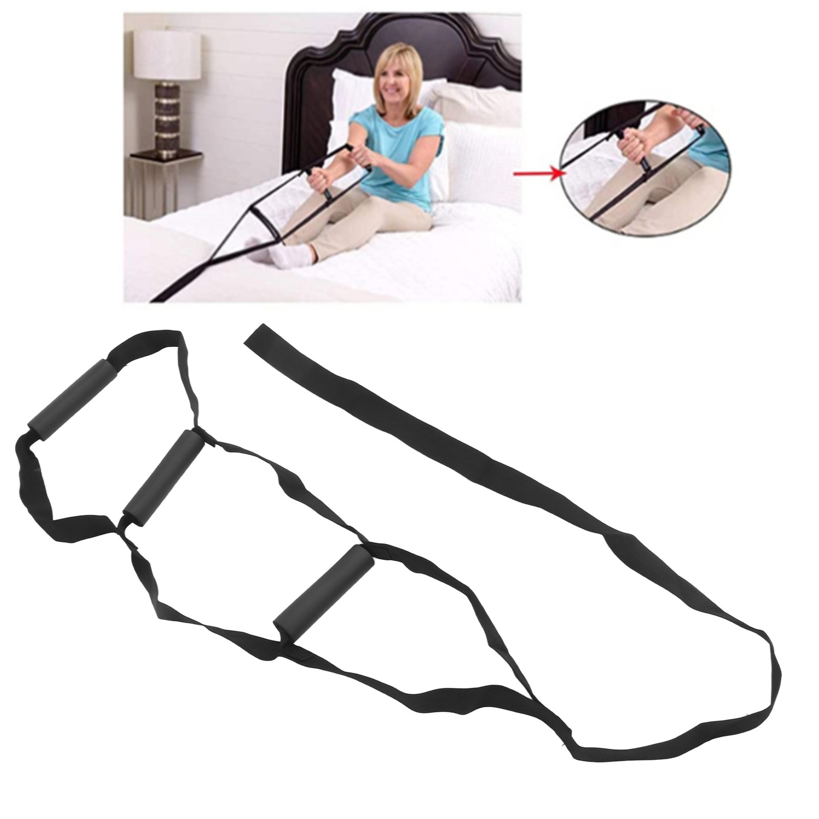 Bed Ladder Assist Strap Pull Up Sit Up Rope Ladder With 3 Handle For Elderly.