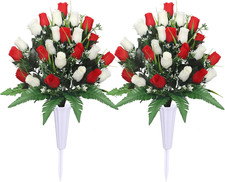 Artificial Cemetery Flowers,Outdoor Grave Decorations Roses,Arrangements Bouquet