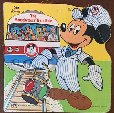 Vintage 1977 Walt Disney - Golden Shape Book - THE MOUSEKETEERS' TRAIN RIDE