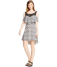 Material Girl Womens Cold-Shoulder Illusion High-Low Dress