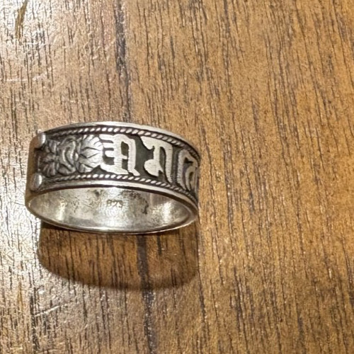 Mens Women 925 Sterling Silver Buddhism Om Mantra Spinner Band Ring