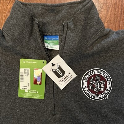 Colgate University Quarter Zip Gray Champion Eco Fleece Size XL NWT 