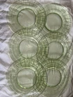 Vintage Hocking Green Depression Block Optic Uranium Plate 8.25" Set Of 6