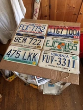 Lot # 12 Of 6 License Plates Different States 2021 Or Older