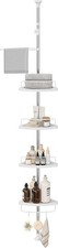 Corner Shower Caddy Tension Pole, 4-Tier Rust-Resistant Shower Organizer, Shower