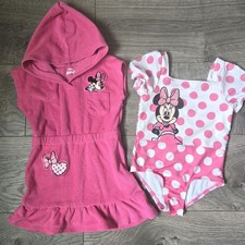 Disney Minnie Mouse Swimsuit Hooded Cover Up Set Pink Polka Dot 18M