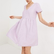 Madewell Lilac Purple Linen Alexandra Button front Mini Dress Size S