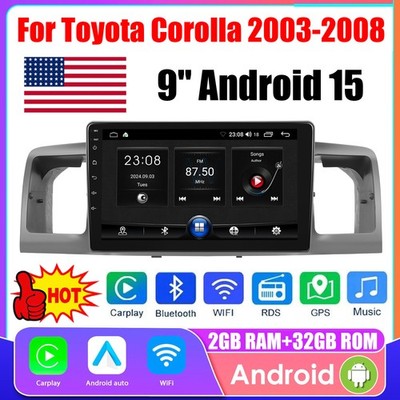 Apple Carplay For Toyota Corolla 2003-2008 Android 15 Car Stereo Radio GPS 2+32G
