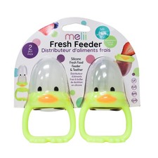 Melii Fresh Feeder Silicone Fresh Food Feeder  Teether 2 Pack Yellow Duck 6m 