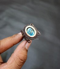 Turquoise Stone Ring Copper Wire Wrapped Ring Adjustable Ring Copper Jewel gift