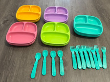 Re-Play Divided Plate Child Baby Toddler BPA Free Stackable Colors SET of 10