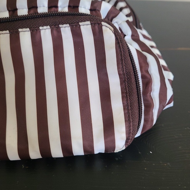 NEW NWT Henri Bendel Zip-Around Packable Backpack Brown Stripe Travel Bag Henri Bendel Zip Around Packable Brown White Stripe Backpack  main image 3