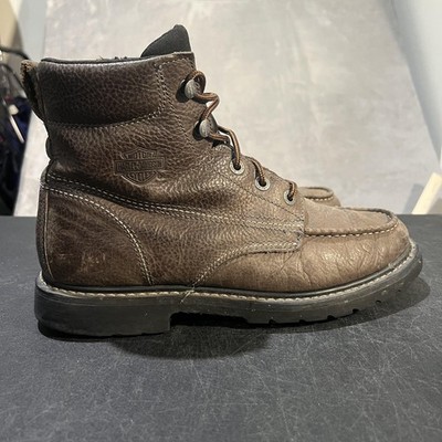 Harley-Davidson Markston Boots Mens 9.5 Brown Leather Moc Toe Zip Ankle Biker