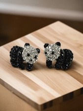 Adorable Crystal Panda Earrings   Cute Sparkling Panda Design with Crystals