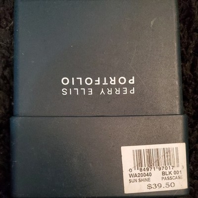 Perry Ellis Portfolio Men's Black Solid Wallet with Logo Accents