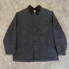 Vtg Dickies Blanket Lined Black Denim Chore Coat Jacket Workwear Mens Size 46