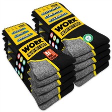 WORK Socks for Men Crew Length Black Socks 10 Pairs, US 9-12