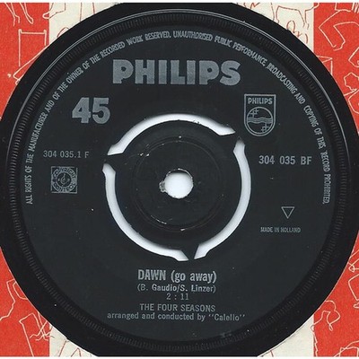 The Four Seasons - Dawn (Go Away) / No Surfin' (Vinyl 7'' - 1964 - NL - Original)