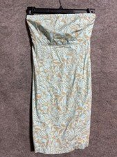 Gap Dress Womens 2 Pencil Floral Strapless Knee Length Stretch Back Zip Green