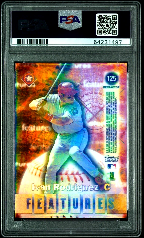 2000 Topps Finest Refractor #125 Mike Piazza / Ivan Rodriguez HOF PSA 9 Mint - Image 2 of 3