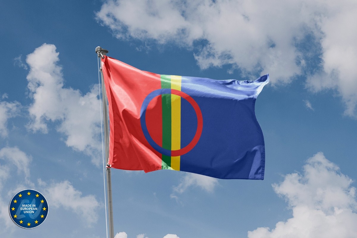 Flagge Sami People Unofficial – Querformat 90x150 Cm, Grün-weiß, Made In Germany, Wetterfest Mit Metallösen
