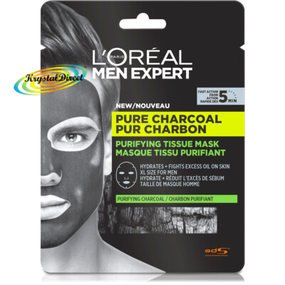 4x Loreal Men Expert Pure Charcoal Purifying Tissue Mask 30g