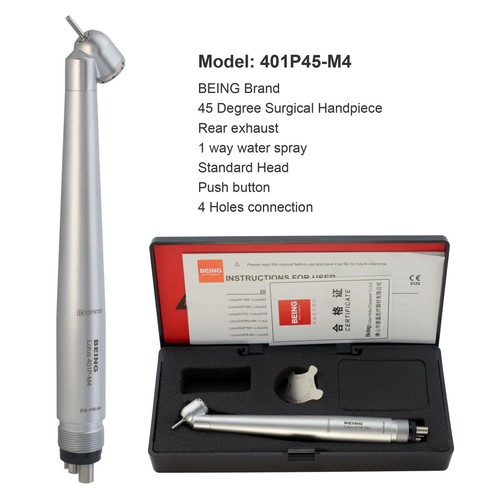 BEING Dental Surgical High Speed Handpiece 45 Degree Reverse Air 4 Hole LED NSK - Afbeelding 13 van 29