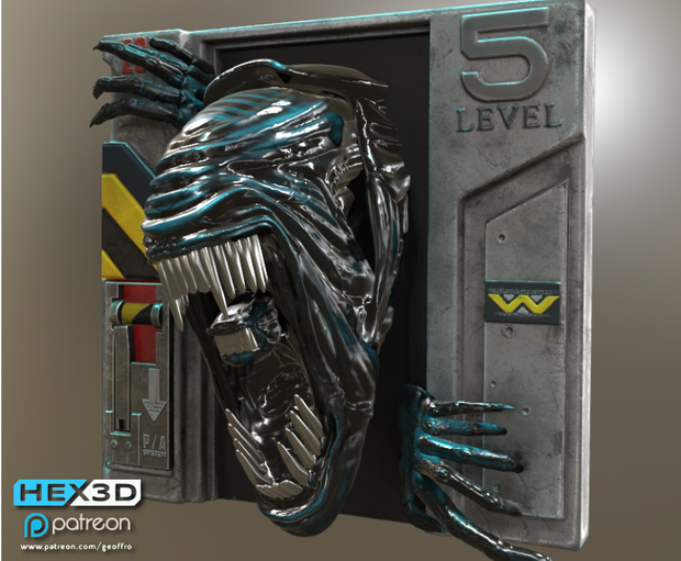 Alien Queen Wall Hanger (Aliens) HEX3D 8K 3D printed 10cm to 40cm