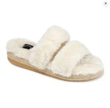 NEW Journee Women's Relaxx Slippers, White, Size 10  FREE Gift 
