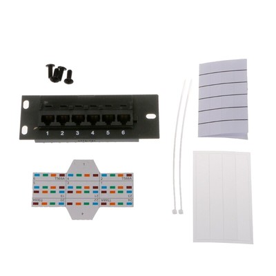 6 Port CAT5e RJ45 Through Coupler Patch Panel for Back Bar Wallmount or Rackmo