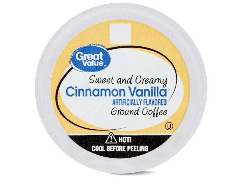 Great Value CINNAMON VANILLA Ground Coffee 12 Ct KCup Pods Keurig *BB