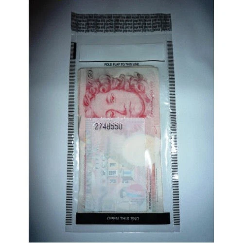 NSM 10 x Plastic Tamper Evident Note / Bank Bags / Cash / Money / Valuables MEDIUM