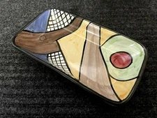 Vintage Hot Fresco Pottery Serving Dish Hand Made Hand Painted USA Collectable