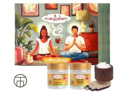 THH Mangalam Aromatherapy Gift Box Mini | Bhimseni Camphor (2 Jars) + Diffuser - image 1 of 4