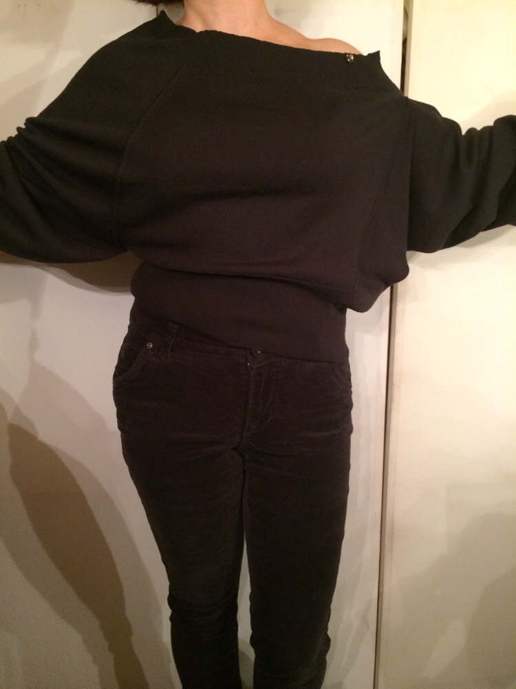 Patrizia Pepe Grey-Deco 100%Wool Long Sleeve Asymmetrical Ladies Sweater One Sz