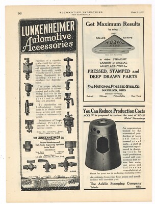 1921 Lunkenheimer Co. Ad: Automotive Accessories & Parts -Cincinnati, OhiO