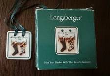 Longaberger MERRY CHRISTMAS 1998 Tie On Basket Accessory Stockings