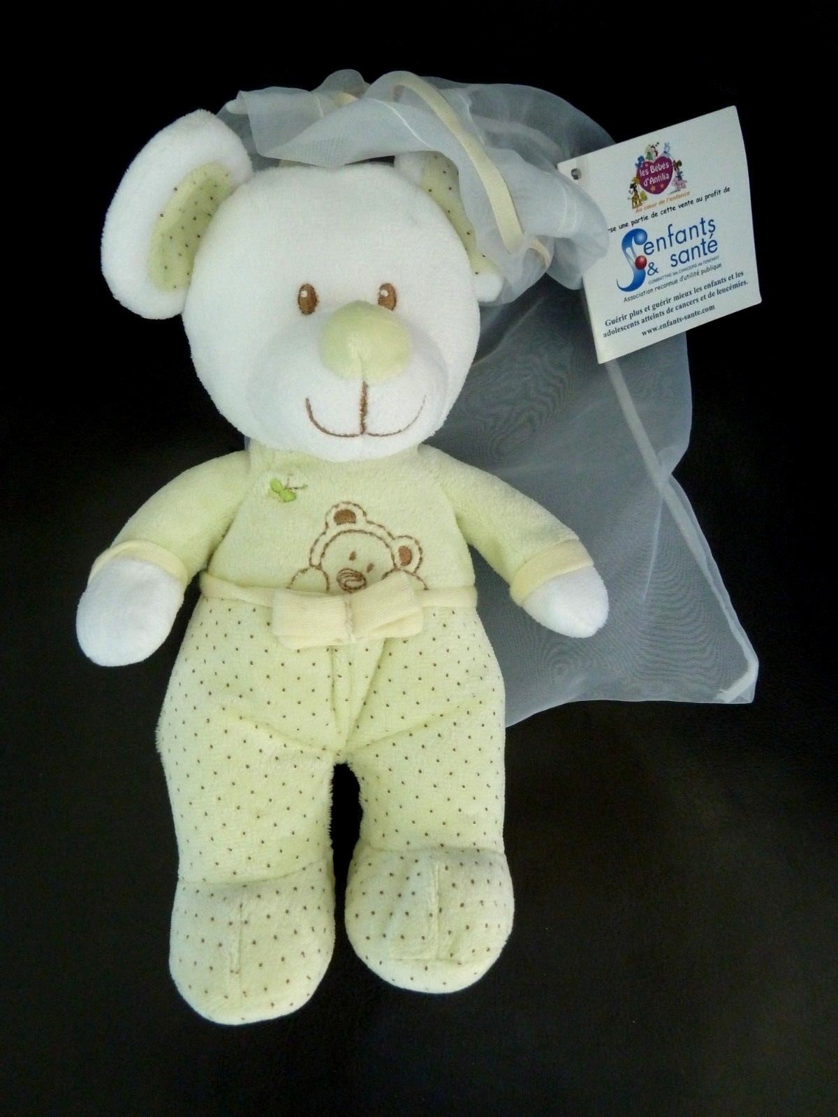 Doudou Nicotoy souris à pois marrons pour calmer les poussées dentaires