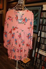 Matilda Jane peach  floral rayon Womens Dress Boho  L   NEW (Gar4)