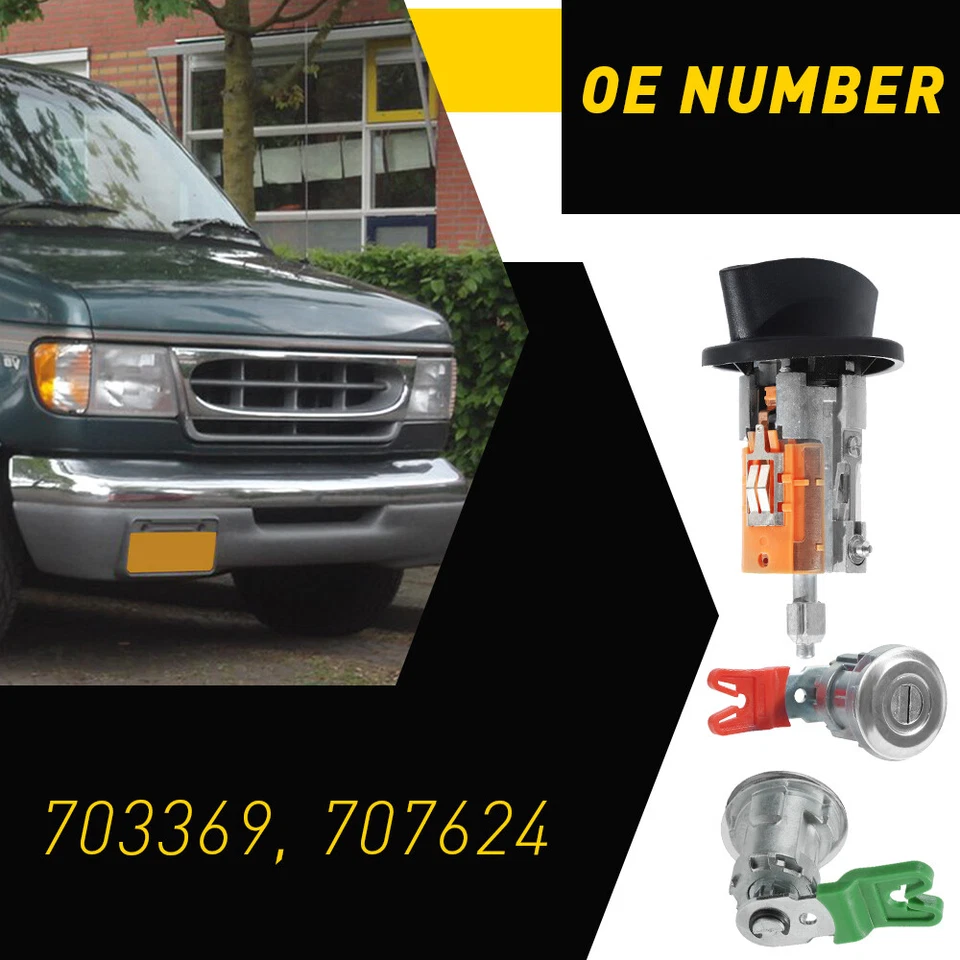 703369 Juego de cilindro de encendido y cerradura de 4 puertas para Econoline Ford Van E150 E250 E350 Foto 3 de 4