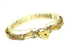 Ladies/womens vintage 9ct 9carat yellow gold bar link bracelet with padlock