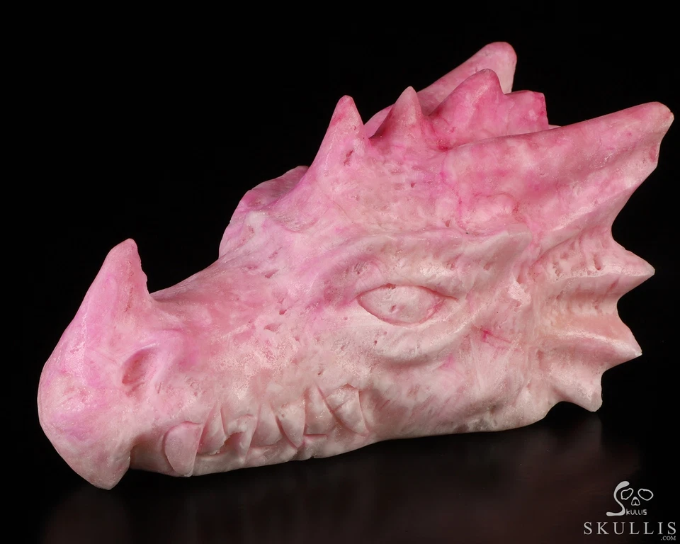 Escultura de calavera cabeza de dragón de cristal tallada a mano aragonita rosa de 5,9", curación Foto 2 de 4