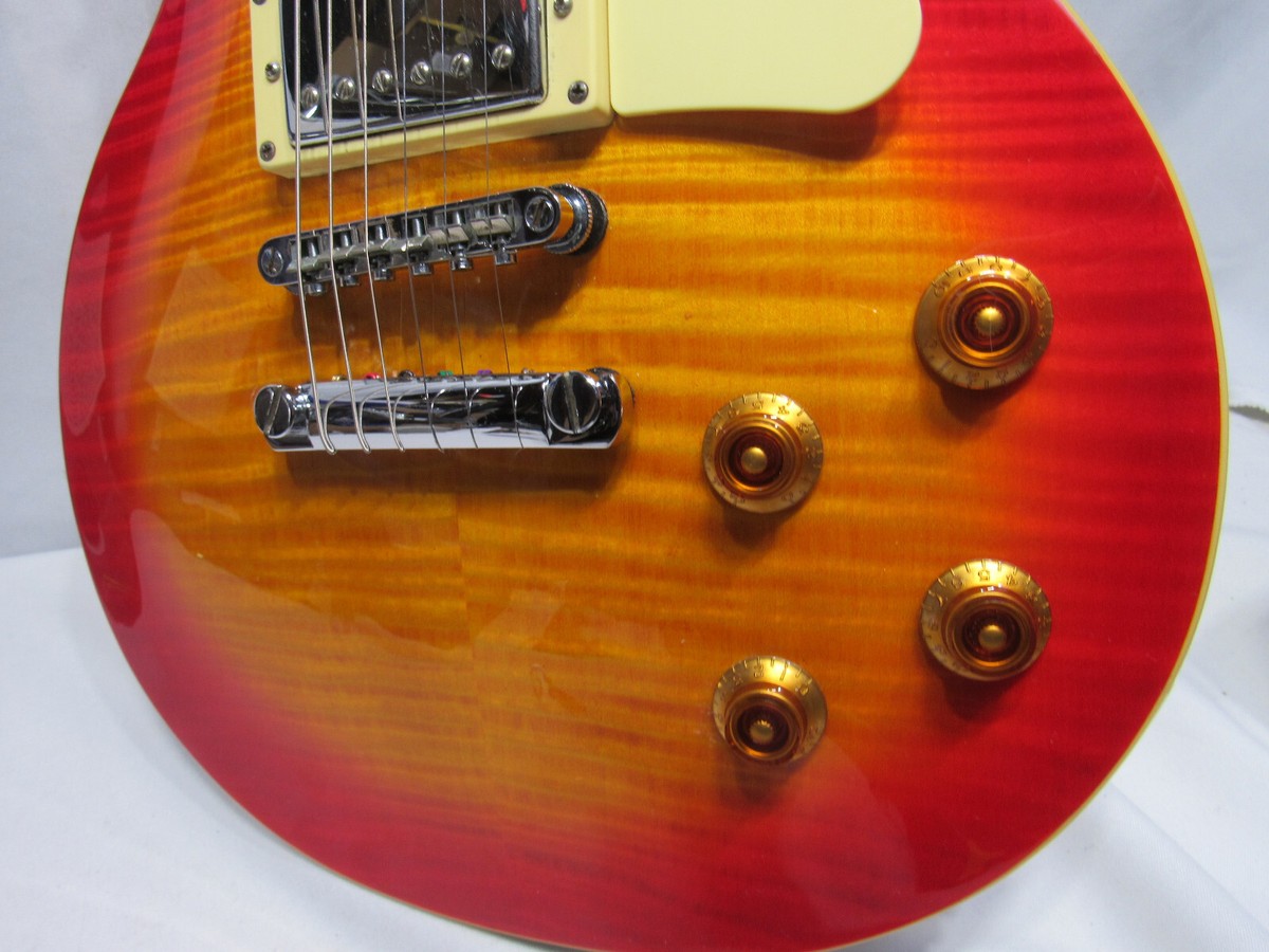2002 Epiphone Les Paul Cherry Sunburst Electric Guitar Made 2002 Epiphone Les Paul Cherry Sunburst Electric Guitar Made