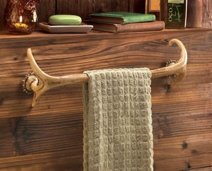 Cabin Rustic Decor Deer Antler Hunting Lodge Bathroom Bath Rack