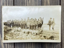 Vintage Postcard Army Military Marching Black White Photo