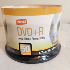 Staples 50-Pack Blank Recordable DVD R Discs 16x Speed 4.7 GB 120 Min Spindle