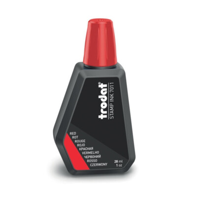 Trodat Stamp Ink 7011 - Refill Stamp Pad Ink - 1 oz. Bottle - RED INK